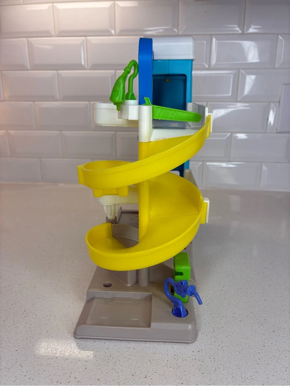 Fisher-Price Blue, Yellow and White Multi-Level Car Garage Playset